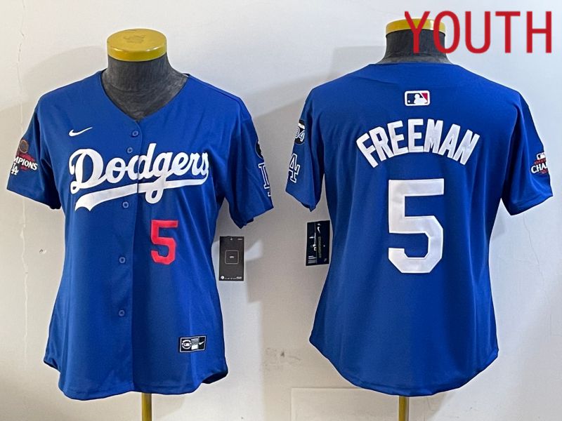 Youth Los Angeles Dodgers #5 Freeman Blue Game 2024 Nike MLB Jersey style 12053